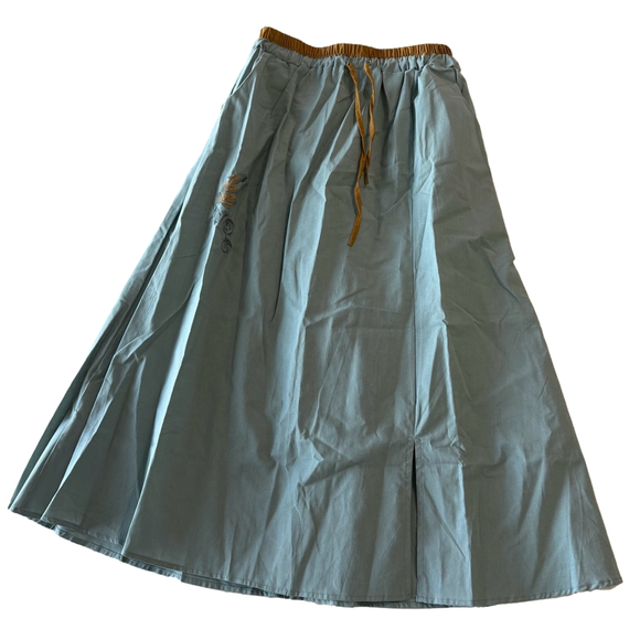 Dresses & Skirts - Women's Maxi Embroidered Pull On Waist Skirt Side Slit Size M #260668